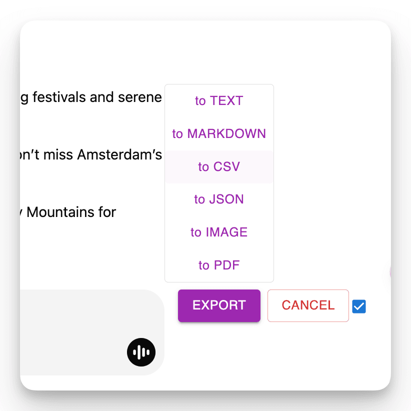 AI Chat Exporter feature: supports multiple formats